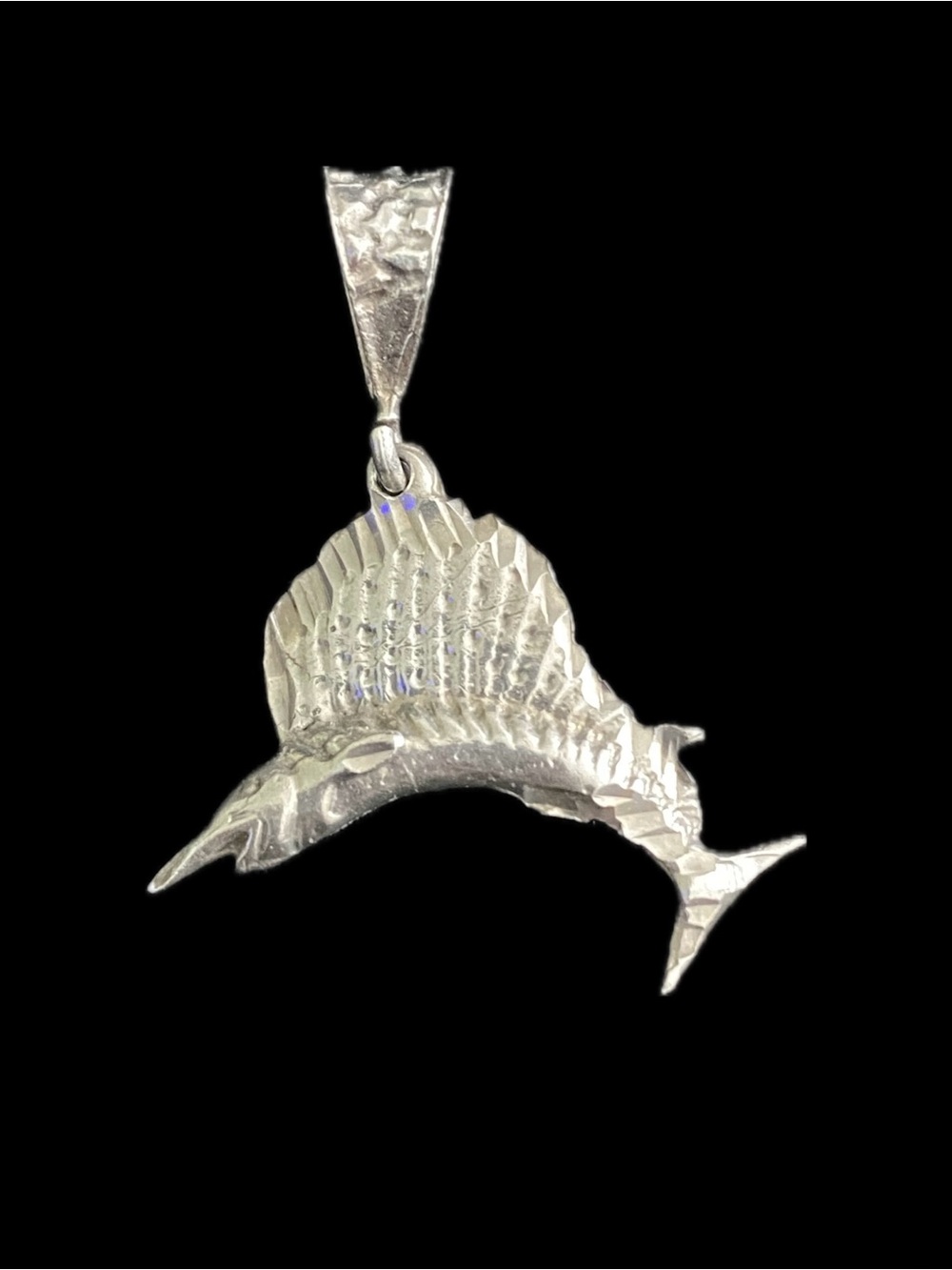 Vintage 3D Marlin Sailfish Pendant Charm 925 Sterling Silver Ocean Nautical
